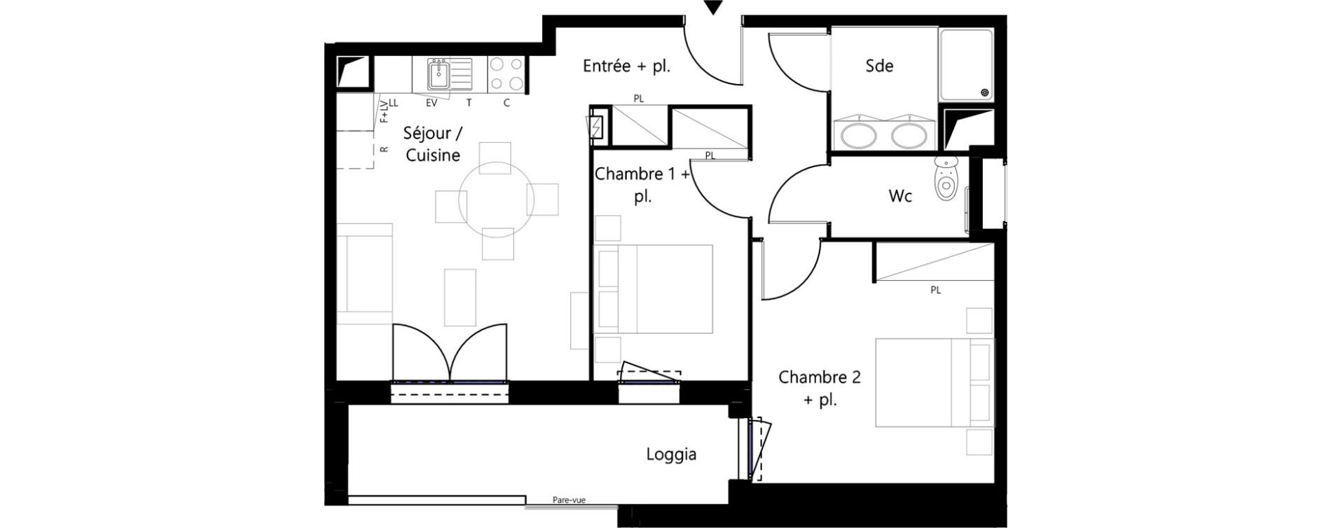 Appartement T3 meubl&eacute; de 60,87 m2 &agrave; Montauban Villebourbon - gare