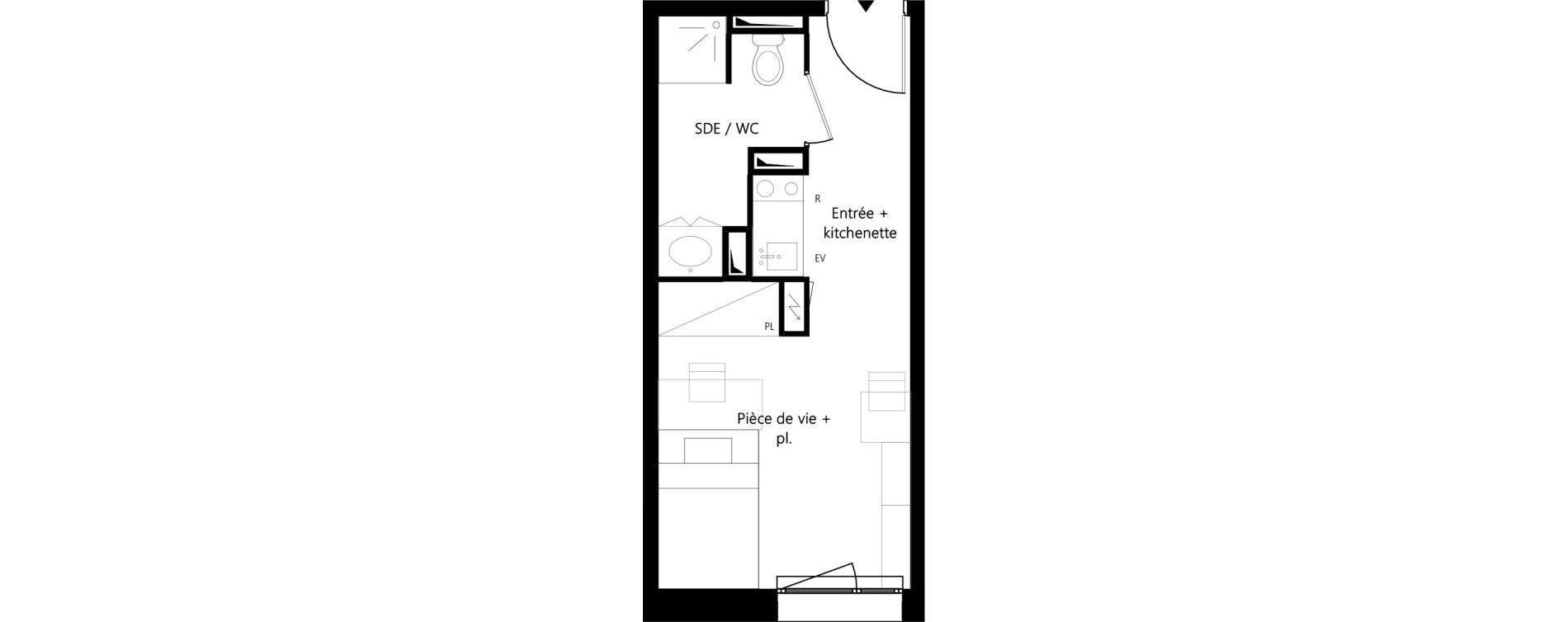 Appartement T1 meubl&eacute; de 19,55 m2 &agrave; Montauban Villebourbon - gare