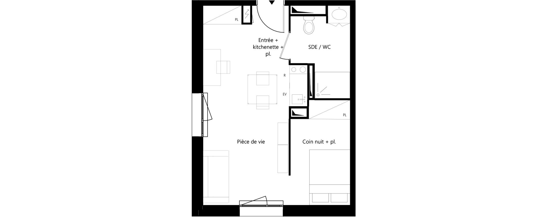 Appartement T1 meubl&eacute; de 32,89 m2 &agrave; Montauban Villebourbon - gare