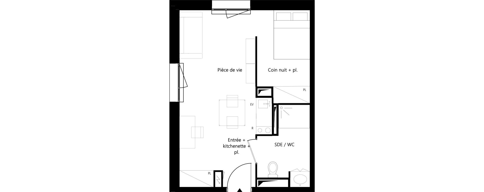 Appartement T1 meubl&eacute; de 32,86 m2 &agrave; Montauban Villebourbon - gare