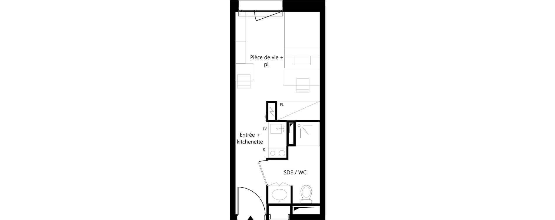 Appartement T1 meubl&eacute; de 18,10 m2 &agrave; Montauban Villebourbon - gare