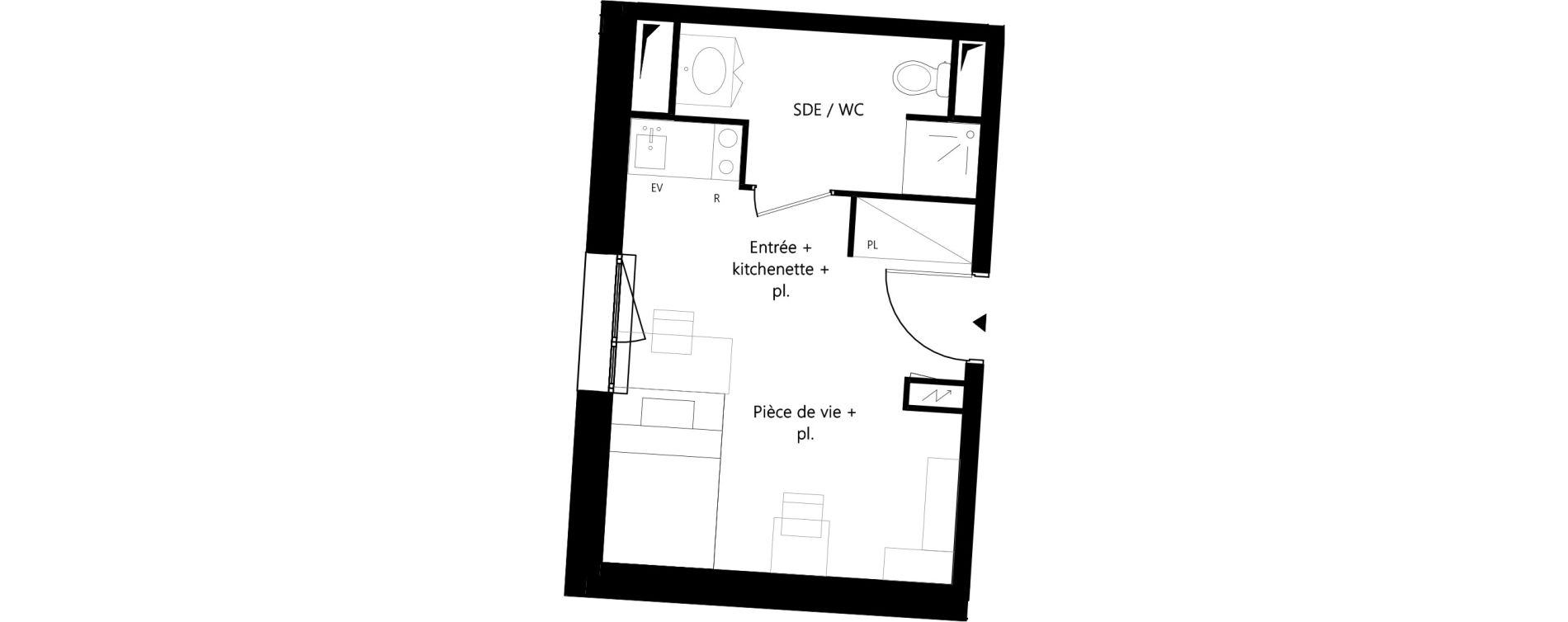 Appartement T1 meubl&eacute; de 20,79 m2 &agrave; Montauban Villebourbon - gare