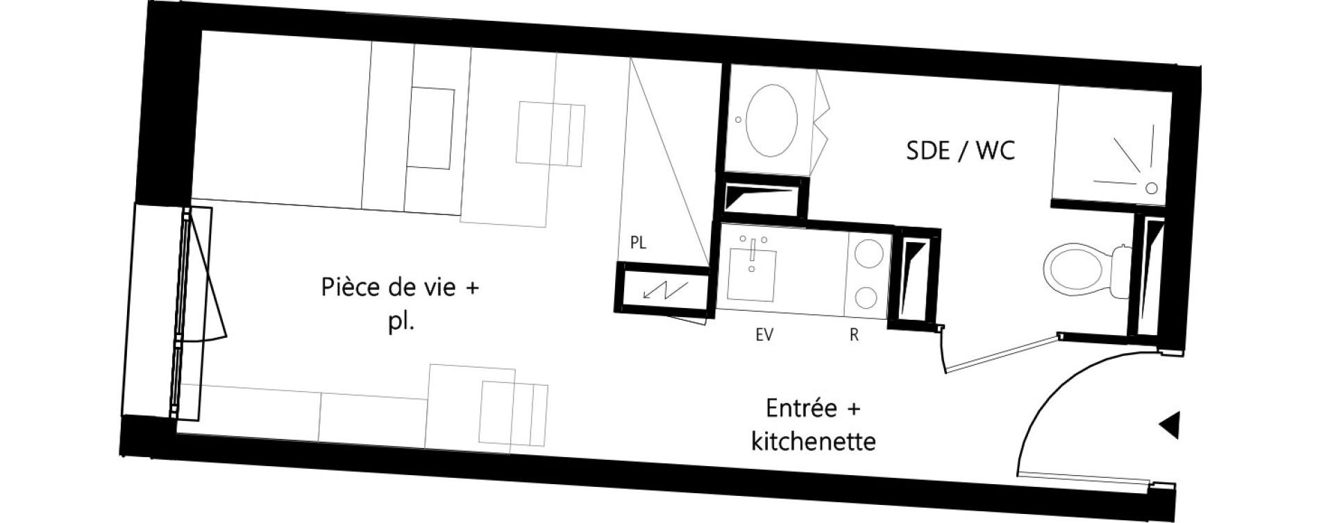 Appartement T1 meubl&eacute; de 18,39 m2 &agrave; Montauban Villebourbon - gare