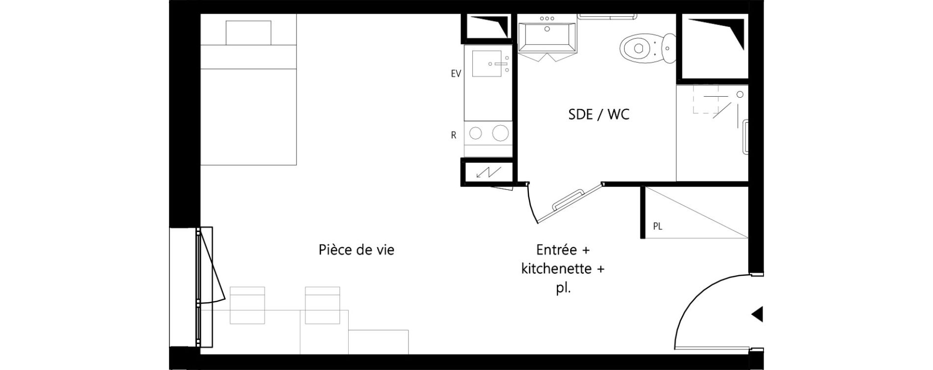 Appartement T1 meubl&eacute; de 27,68 m2 &agrave; Montauban Villebourbon - gare