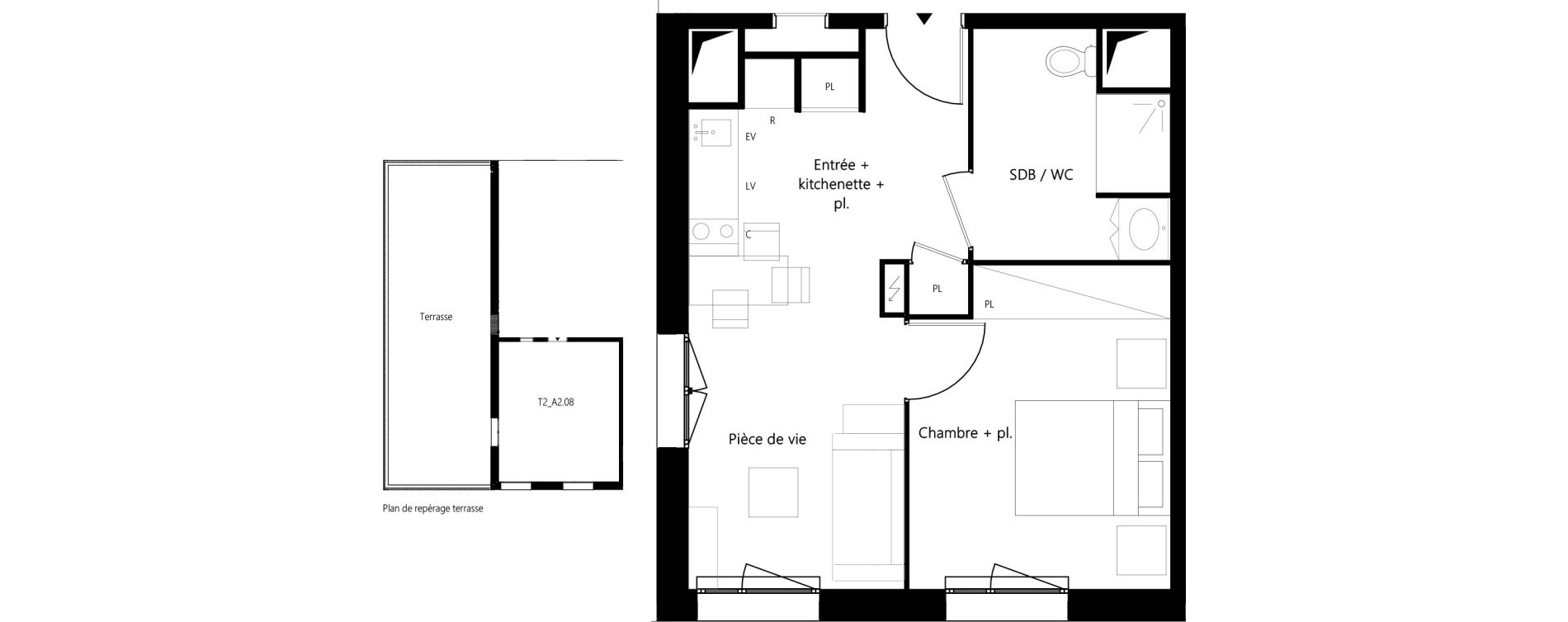 Appartement T2 meubl&eacute; de 37,15 m2 &agrave; Montauban Villebourbon - gare