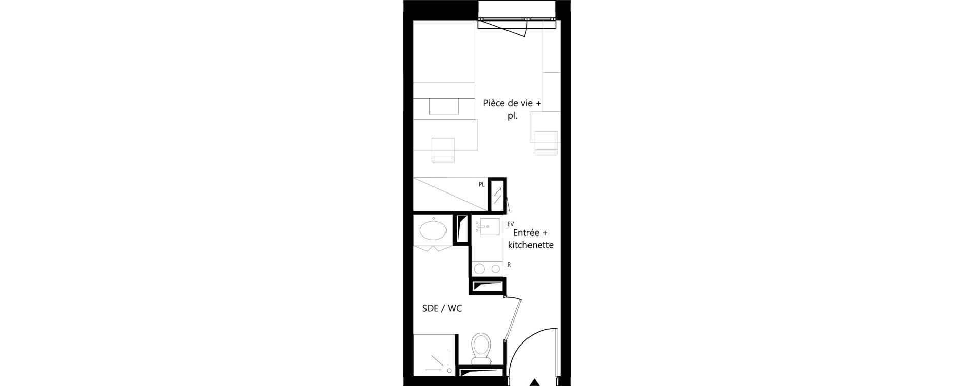 Appartement T1 meubl&eacute; de 18,38 m2 &agrave; Montauban Villebourbon - gare