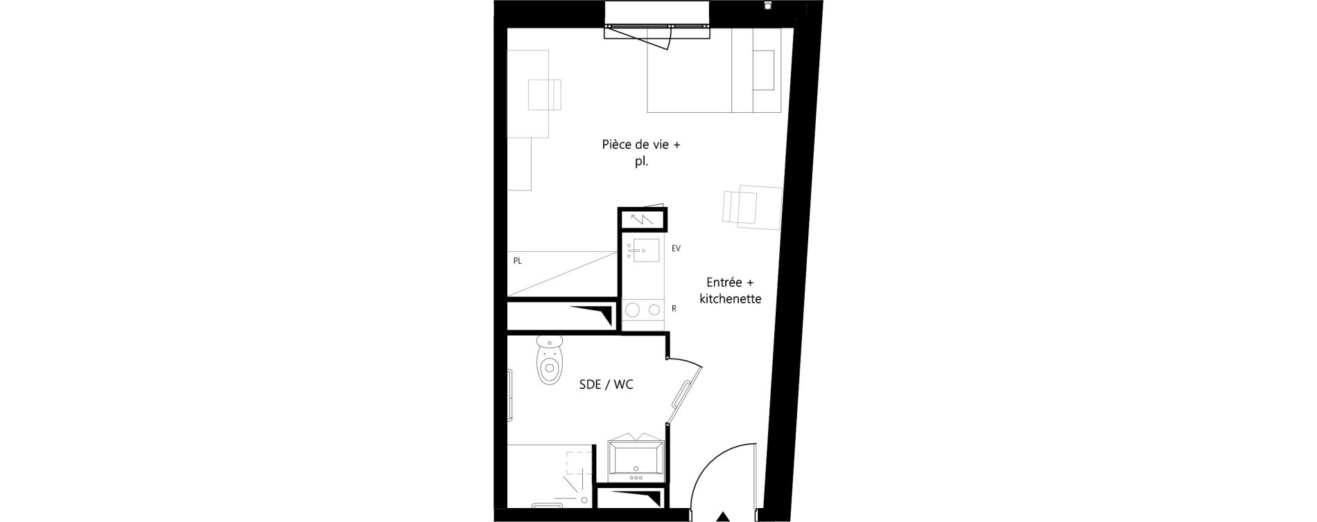 Appartement T1 meubl&eacute; de 24,72 m2 &agrave; Montauban Villebourbon - gare