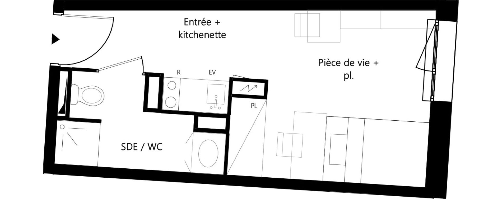 Appartement T1 meubl&eacute; de 19,86 m2 &agrave; Montauban Villebourbon - gare