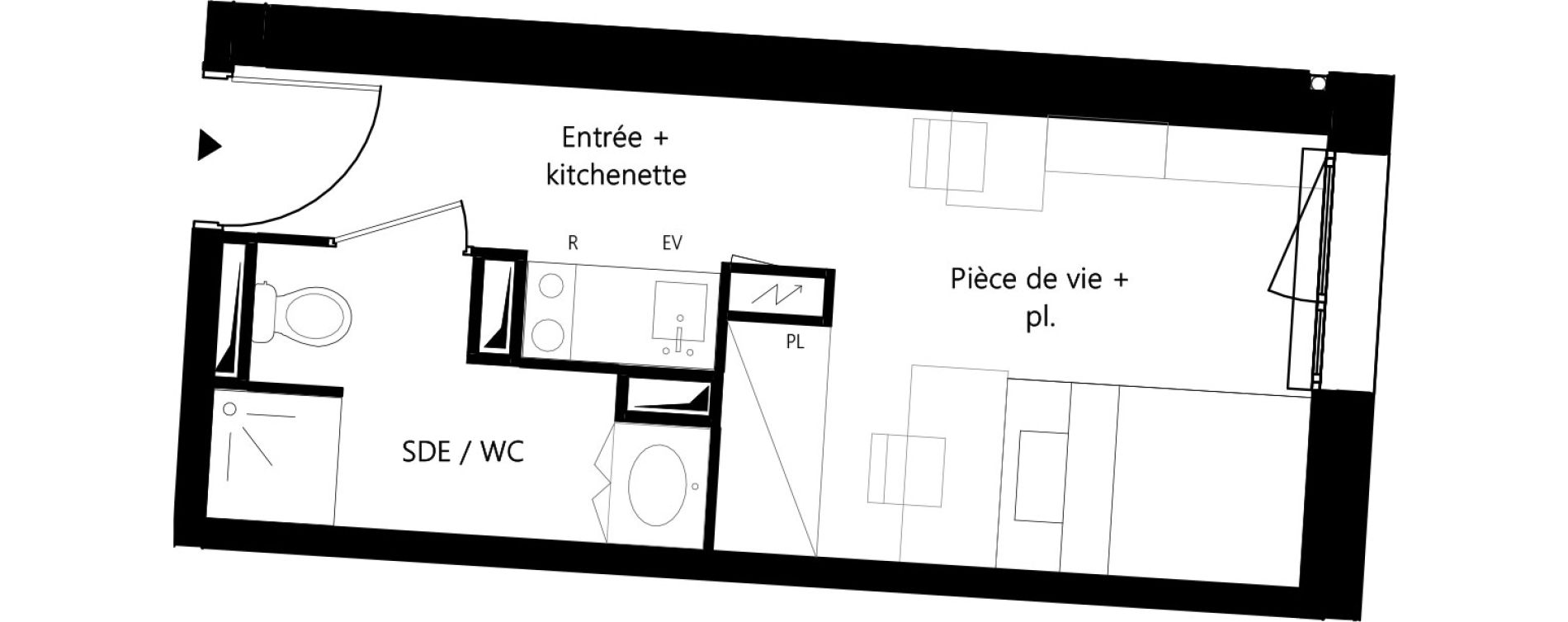 Appartement T1 meubl&eacute; de 18,30 m2 &agrave; Montauban Villebourbon - gare