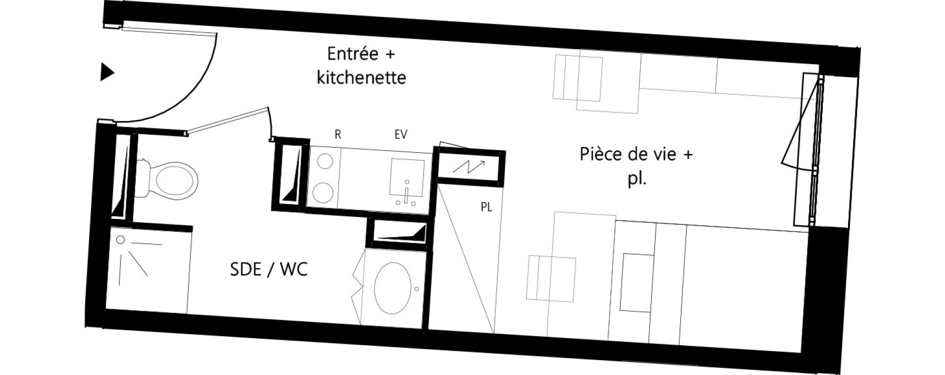 Appartement T1 meubl&eacute; de 18,37 m2 &agrave; Montauban Villebourbon - gare