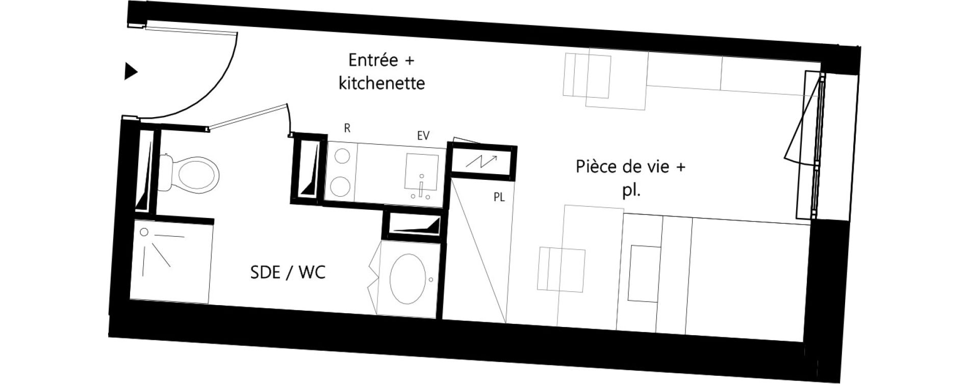 Appartement T1 meubl&eacute; de 18,36 m2 &agrave; Montauban Villebourbon - gare