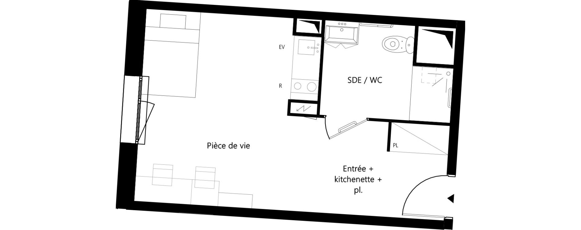 Appartement T1 meubl&eacute; de 27,69 m2 &agrave; Montauban Villebourbon - gare