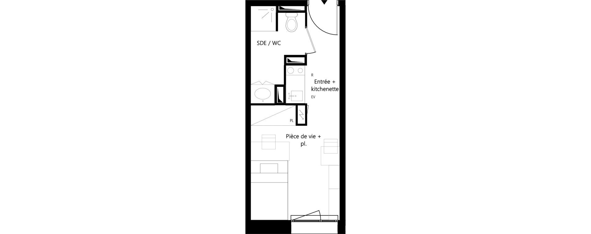 Appartement T1 meubl&eacute; de 18,40 m2 &agrave; Montauban Villebourbon - gare