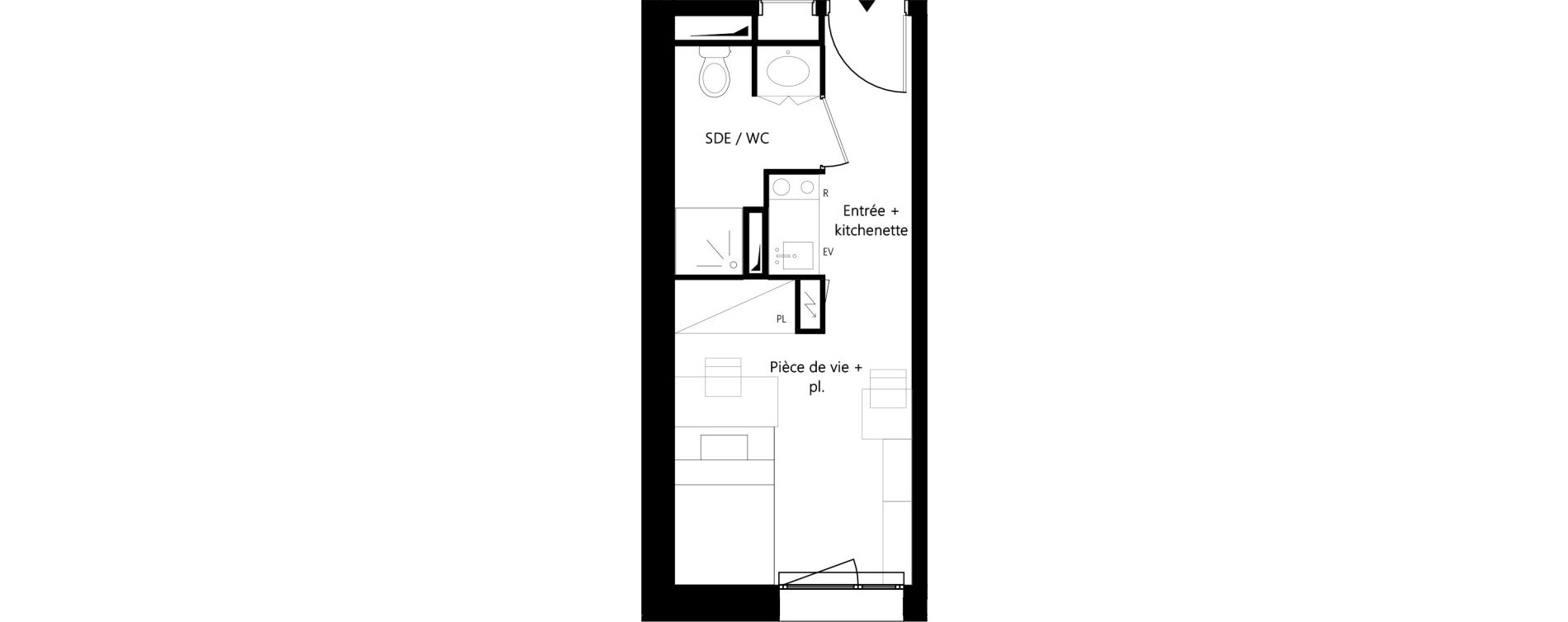 Appartement T1 meubl&eacute; de 18,12 m2 &agrave; Montauban Villebourbon - gare