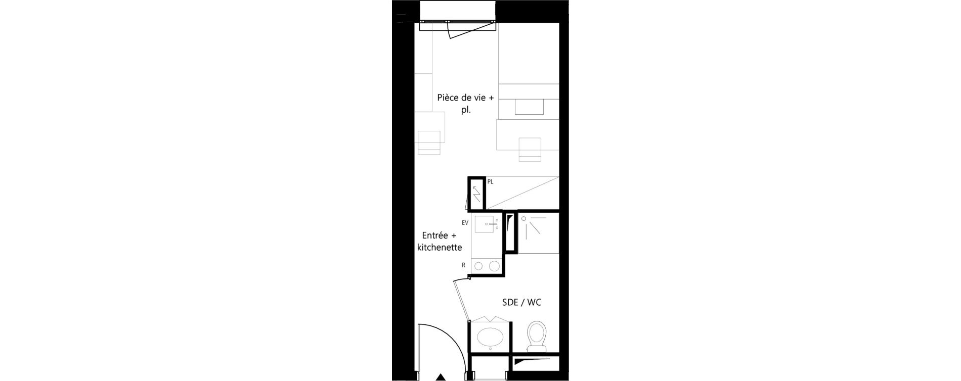 Appartement T1 meubl&eacute; de 18,17 m2 &agrave; Montauban Villebourbon - gare