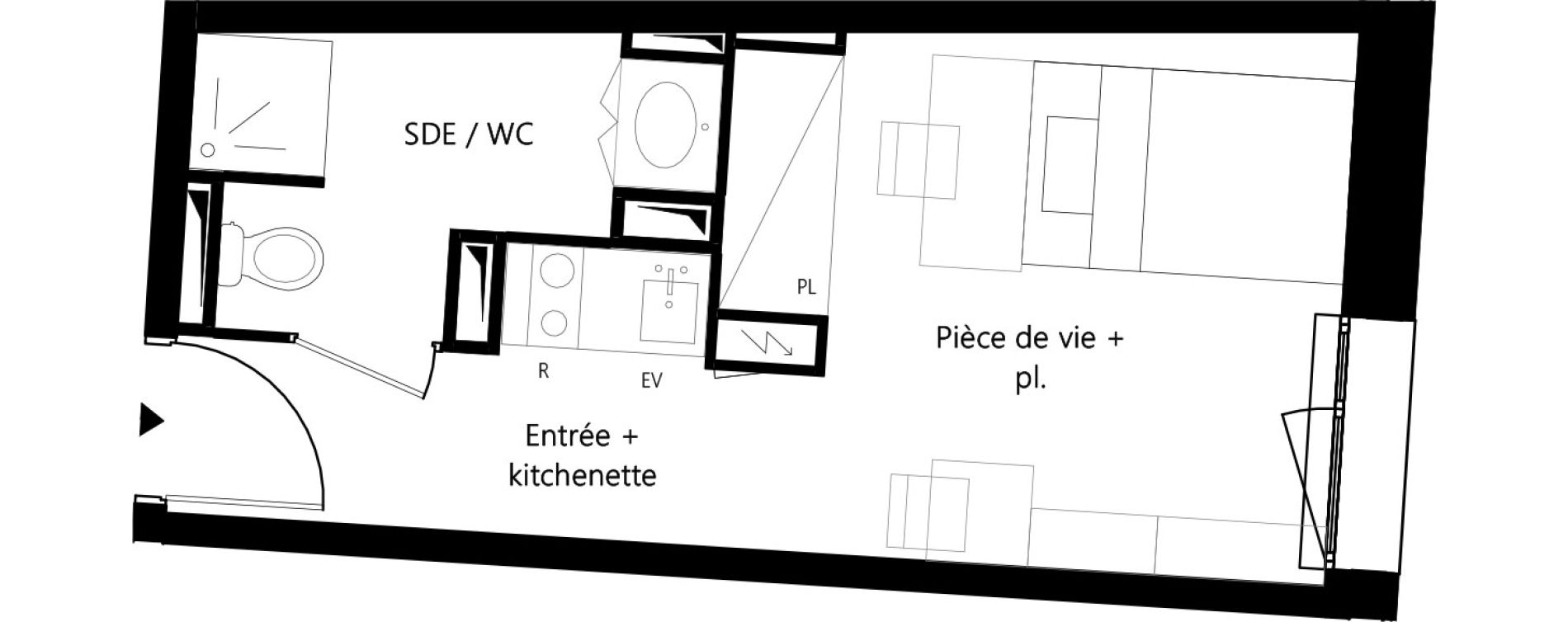 Appartement T1 meubl&eacute; de 19,68 m2 &agrave; Montauban Villebourbon - gare