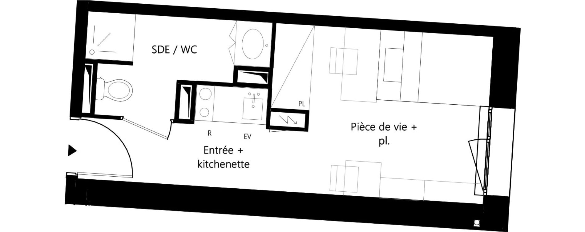 Appartement T1 meubl&eacute; de 18,36 m2 &agrave; Montauban Villebourbon - gare