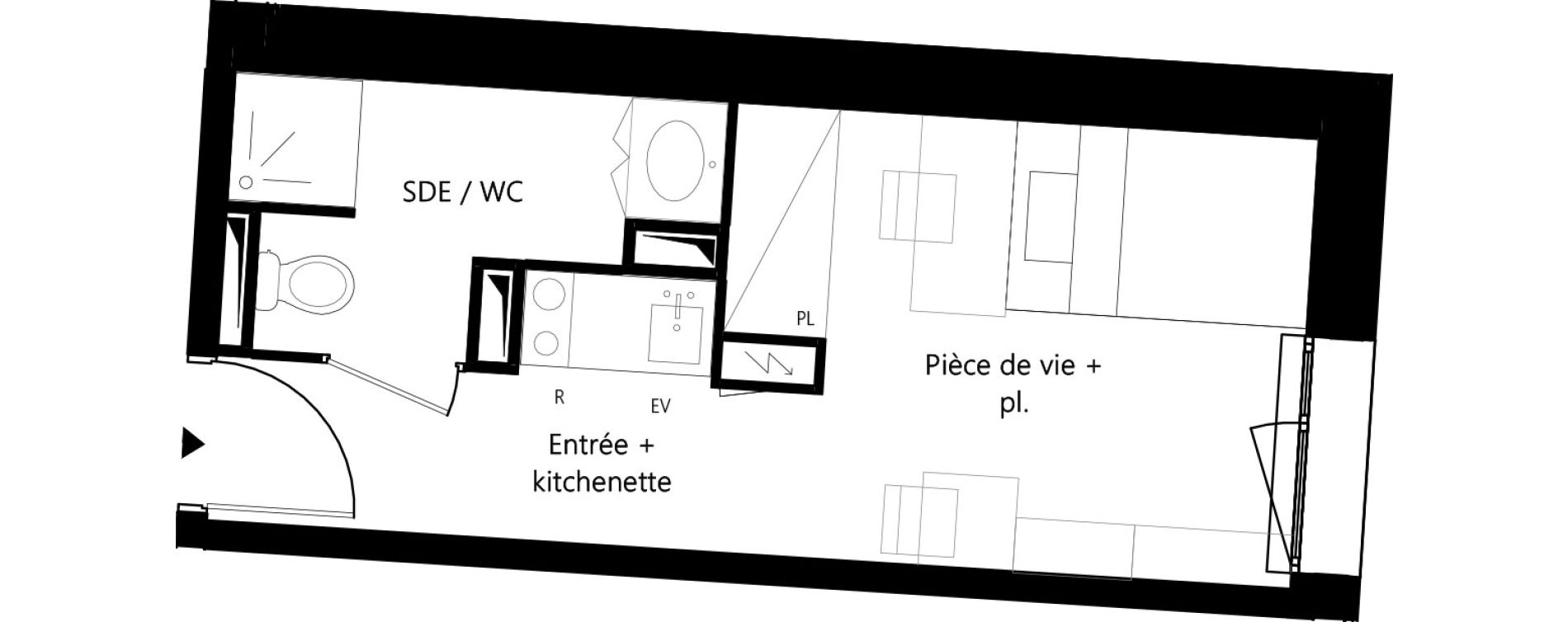 Appartement T1 meubl&eacute; de 18,32 m2 &agrave; Montauban Villebourbon - gare