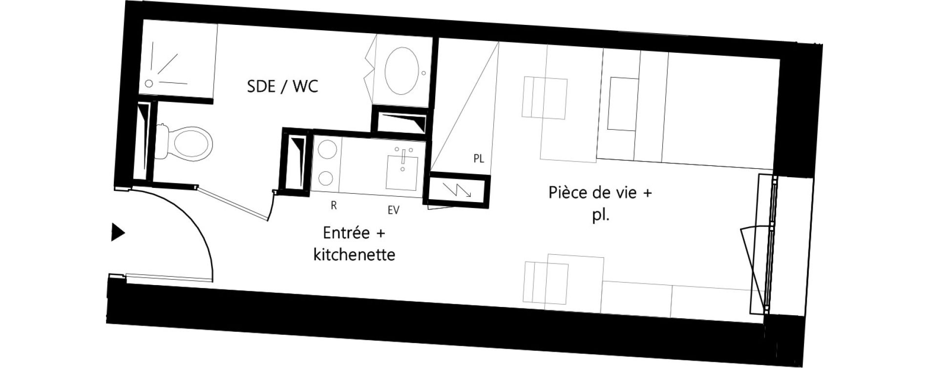 Appartement T1 meubl&eacute; de 18,40 m2 &agrave; Montauban Villebourbon - gare