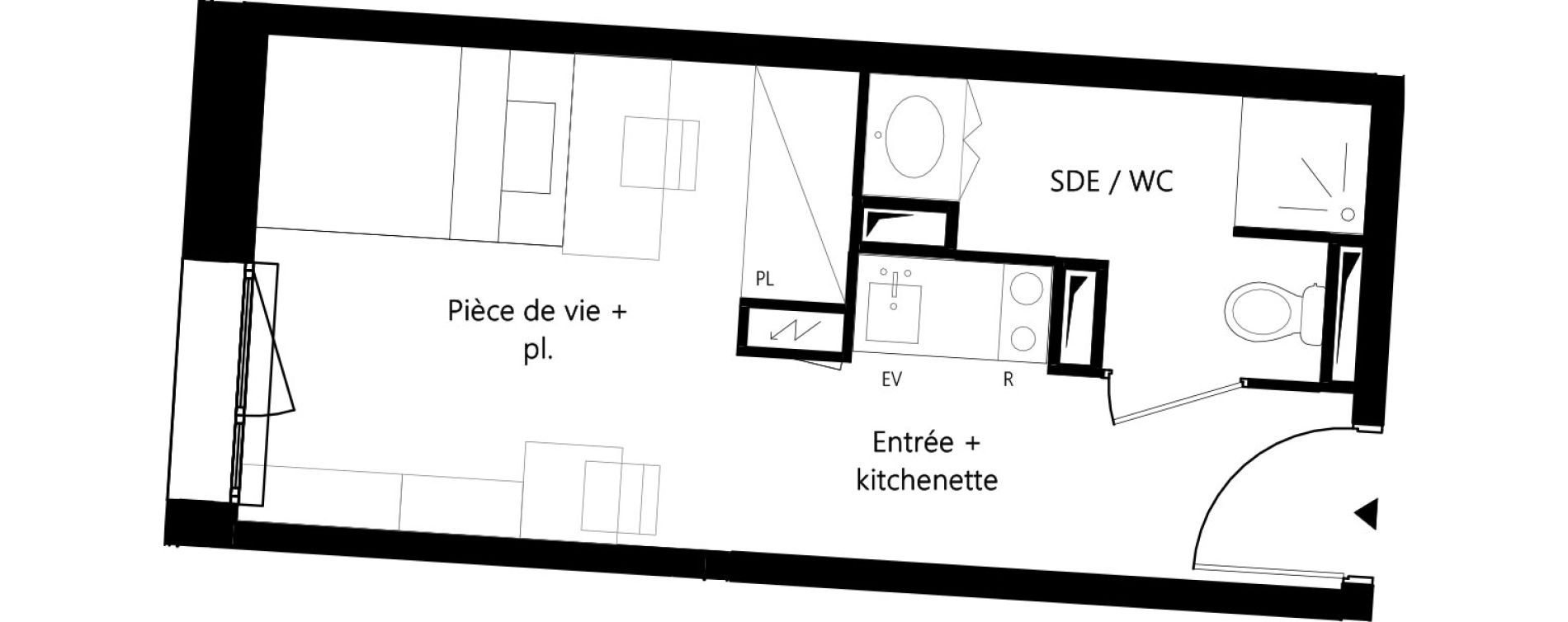 Appartement T1 meubl&eacute; de 19,54 m2 &agrave; Montauban Villebourbon - gare