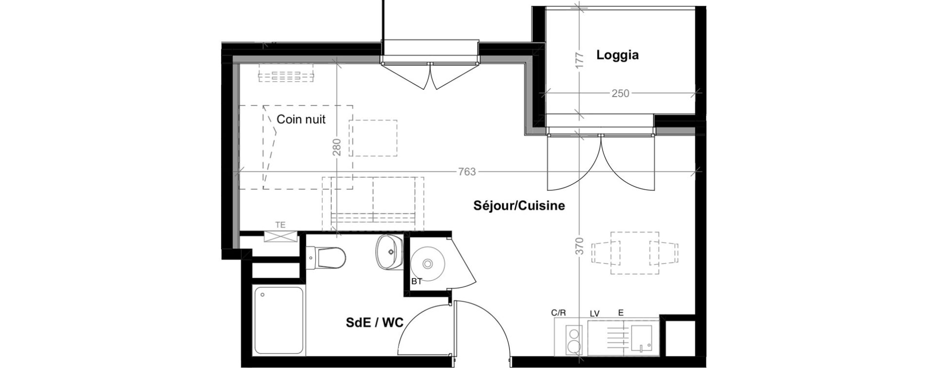 Appartement T1 de 31,91 m2 &agrave; Albi Centre