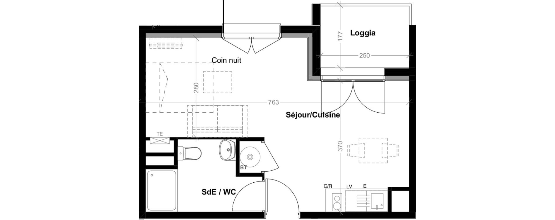 Appartement T1 de 31,33 m2 &agrave; Albi Centre