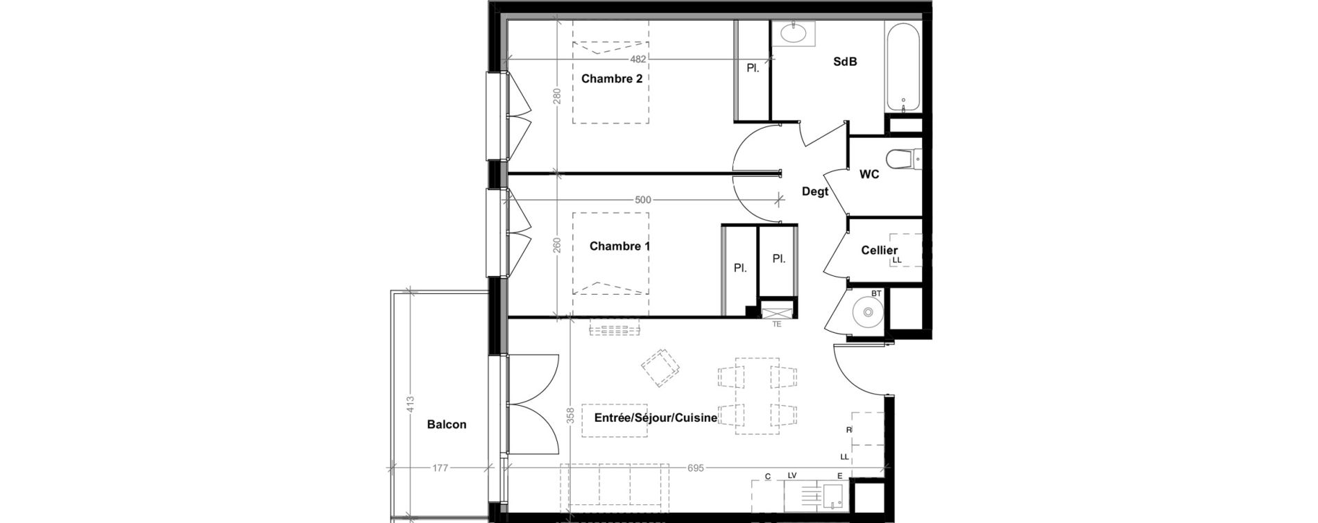 Appartement T3 de 64,15 m2 &agrave; Albi Centre