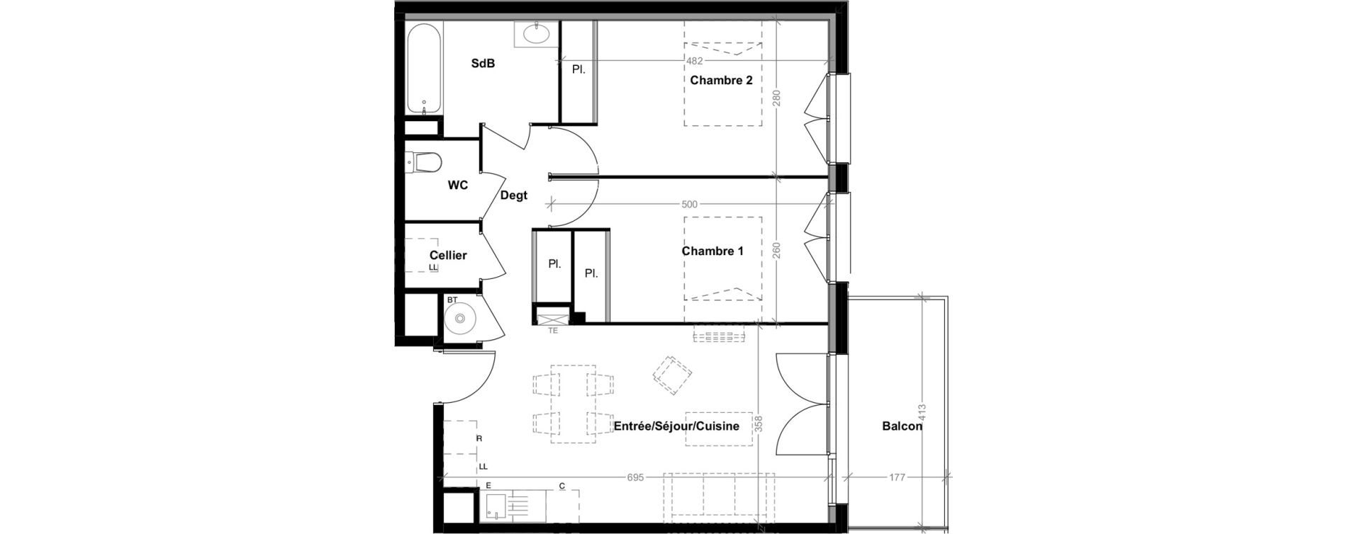 Appartement T3 de 64,15 m2 &agrave; Albi Centre