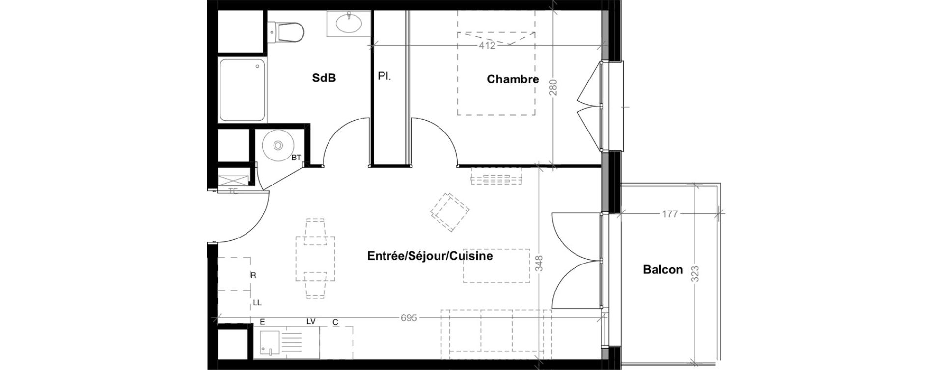 Appartement T2 de 41,48 m2 &agrave; Albi Centre