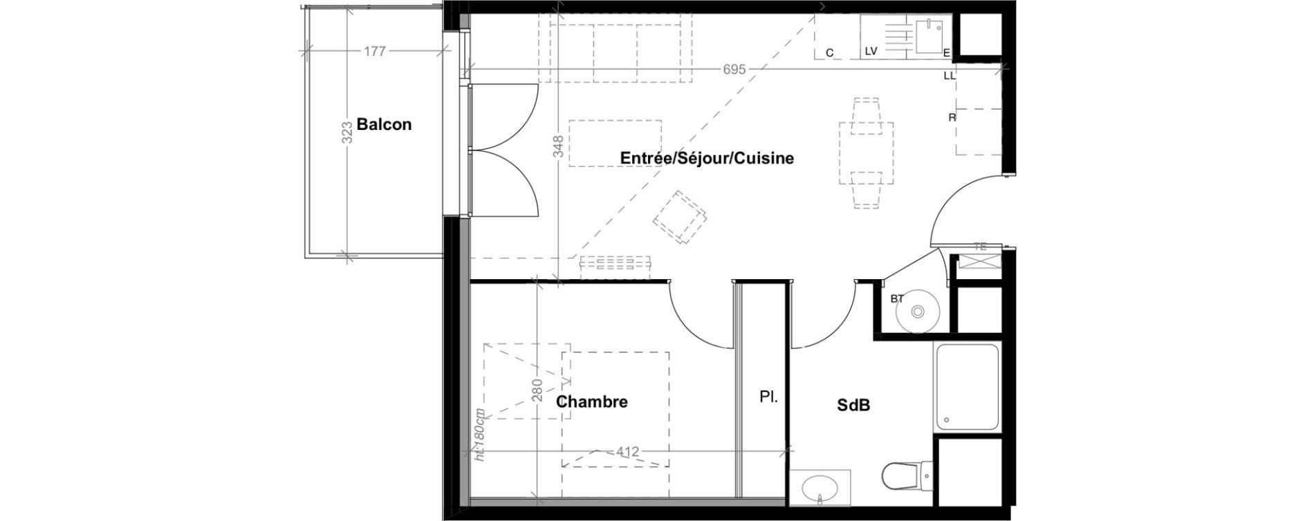 Appartement T2 de 41,70 m2 &agrave; Albi Centre