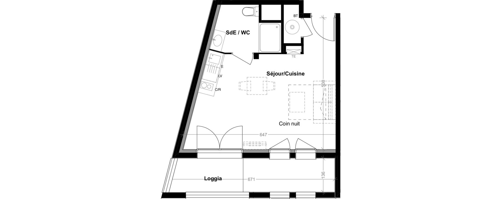 Appartement T1 de 29,25 m2 &agrave; Albi Centre