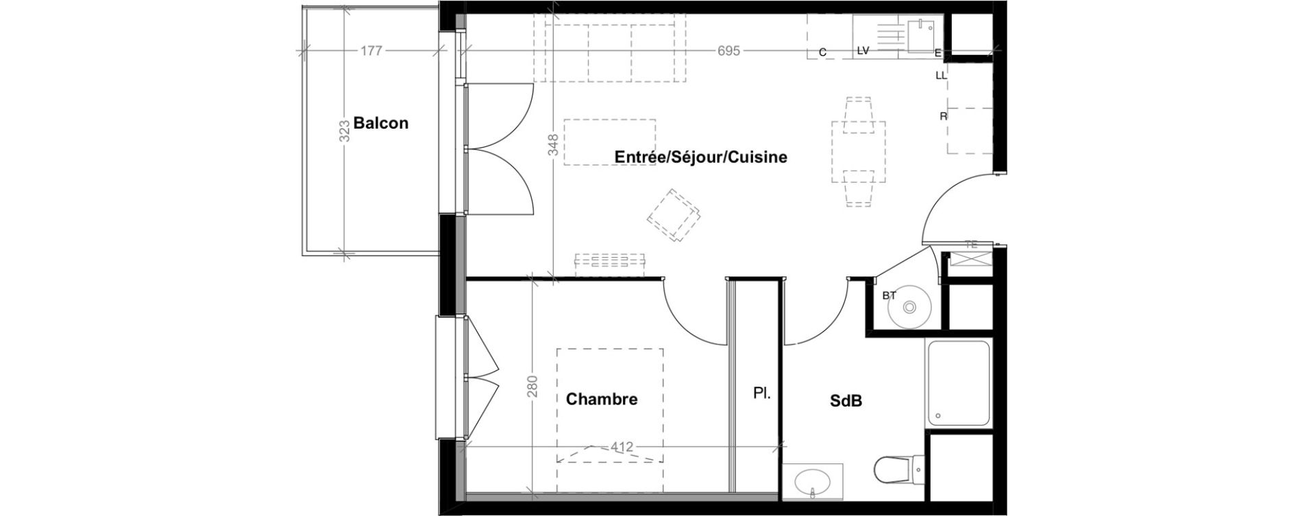 Appartement T2 de 41,70 m2 &agrave; Albi Centre