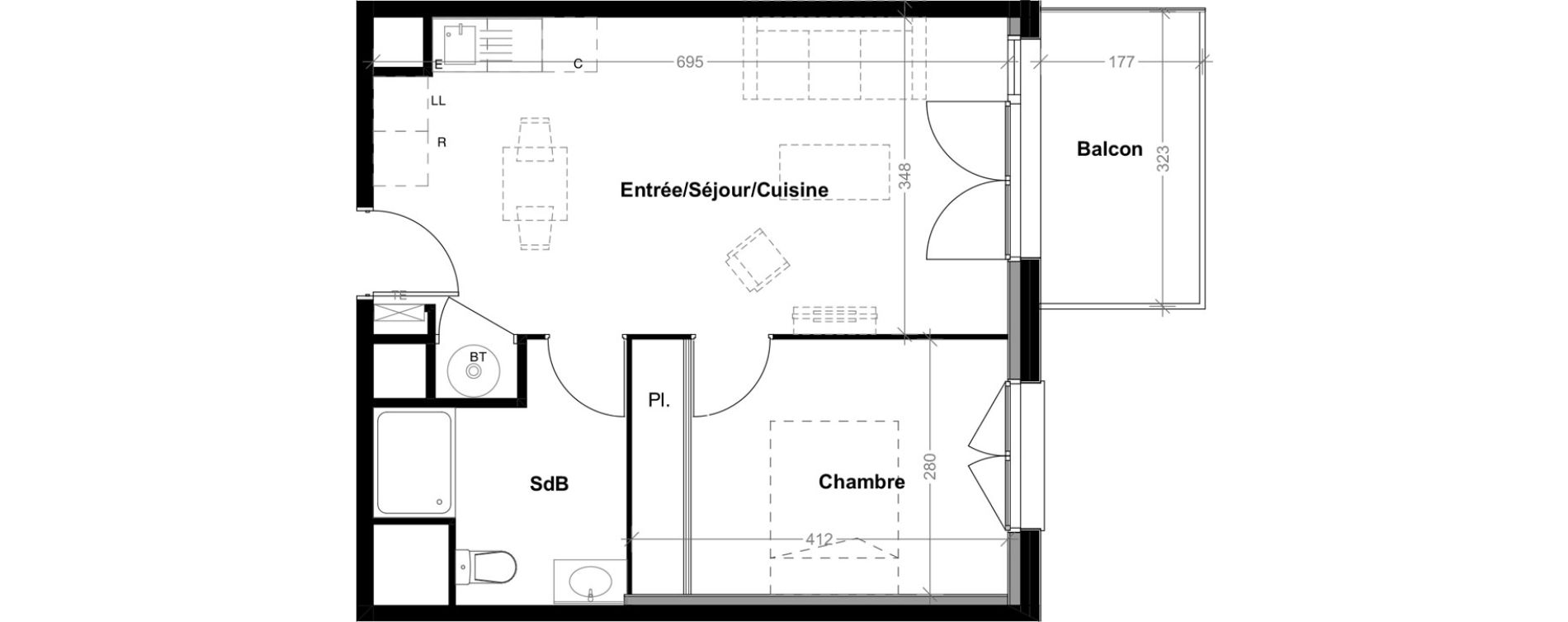 Appartement T2 de 41,70 m2 &agrave; Albi Centre