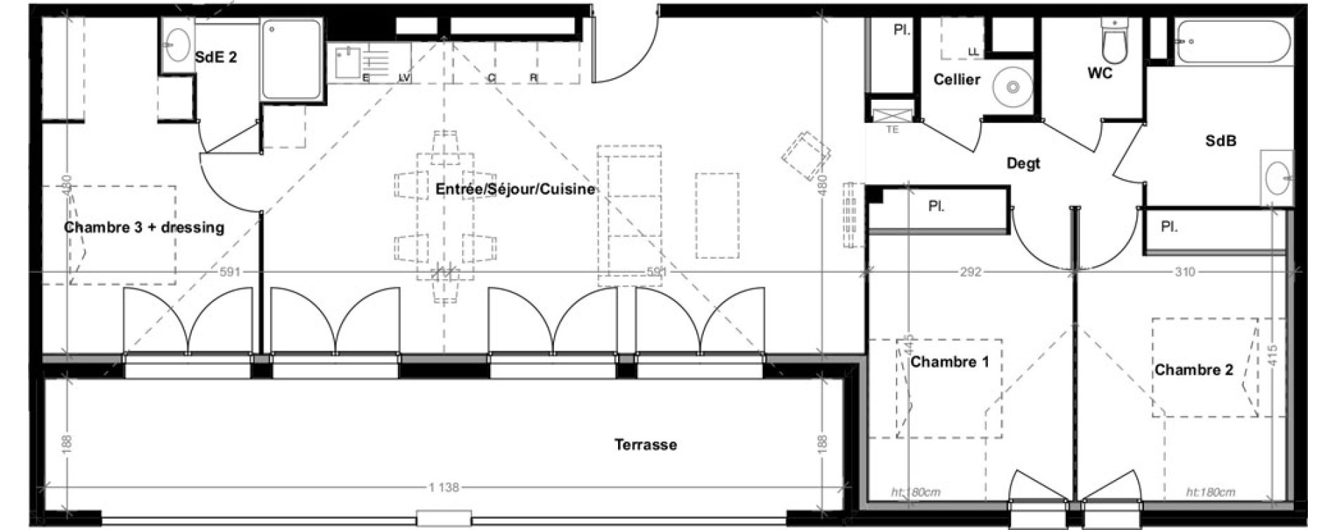 Appartement T4 de 93,67 m2 &agrave; Albi Centre