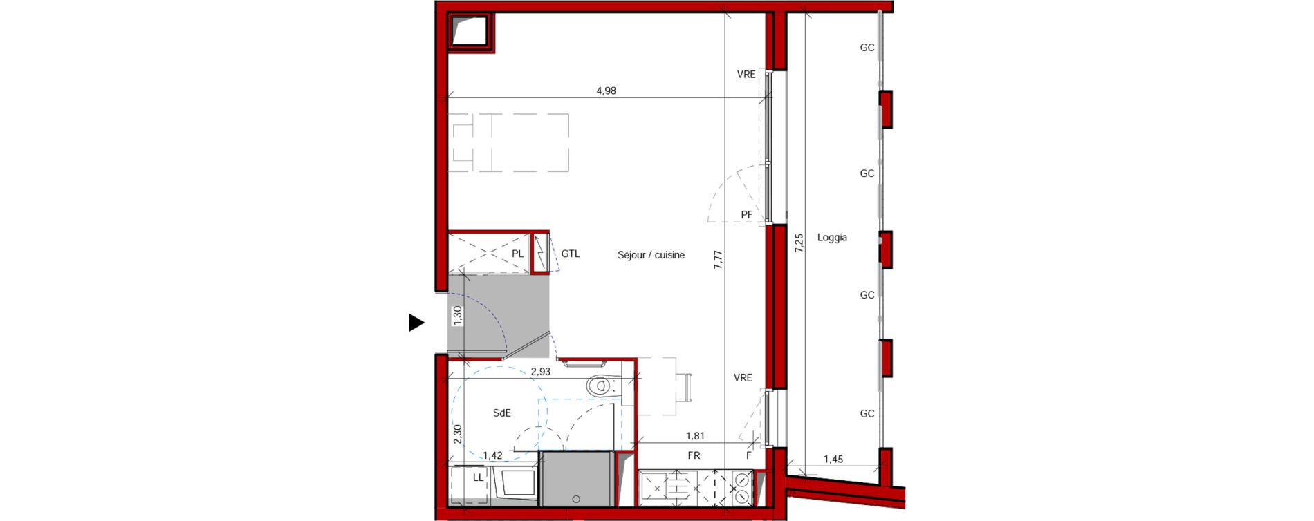 Appartement T1 meubl&eacute; de 37,10 m2 &agrave; Castres Gazel-rey