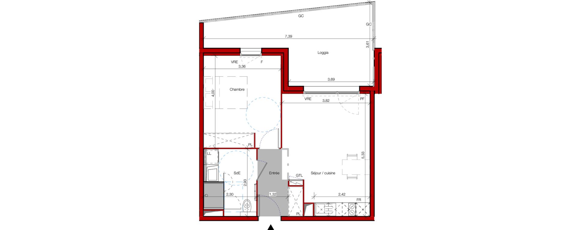 Appartement T2 meubl&eacute; de 42,60 m2 &agrave; Castres Gazel-rey