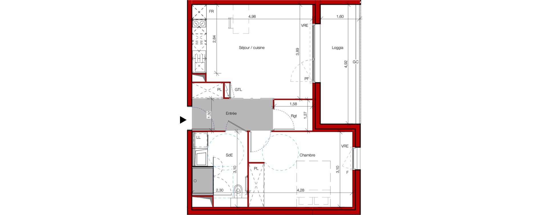 Appartement T2 meubl&eacute; de 44,90 m2 &agrave; Castres Gazel-rey