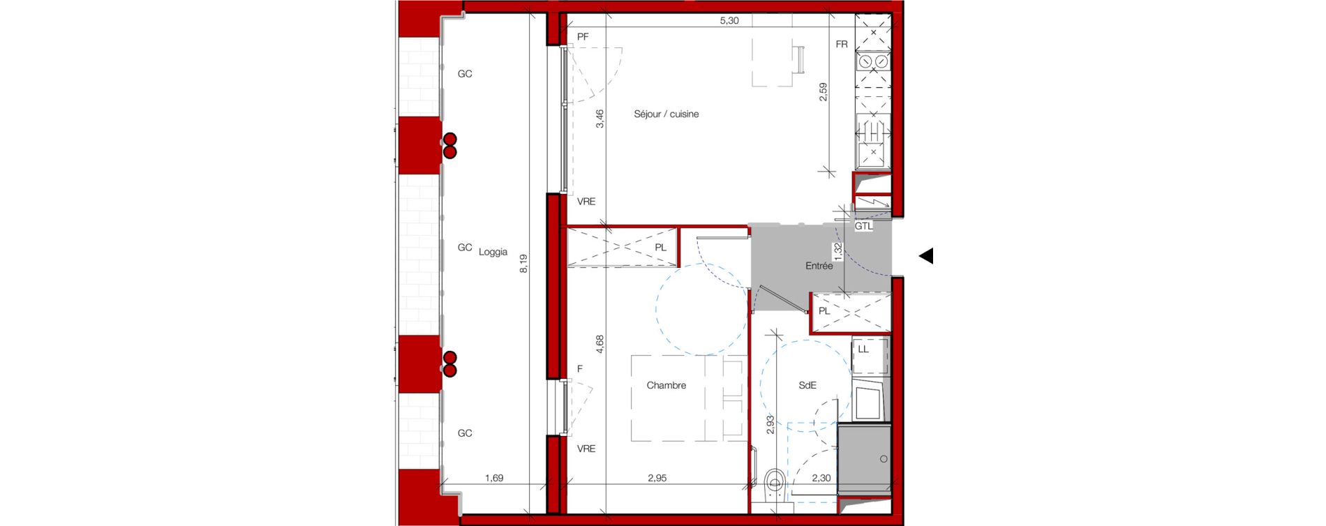 Appartement T2 meubl&eacute; de 41,95 m2 &agrave; Castres Gazel-rey