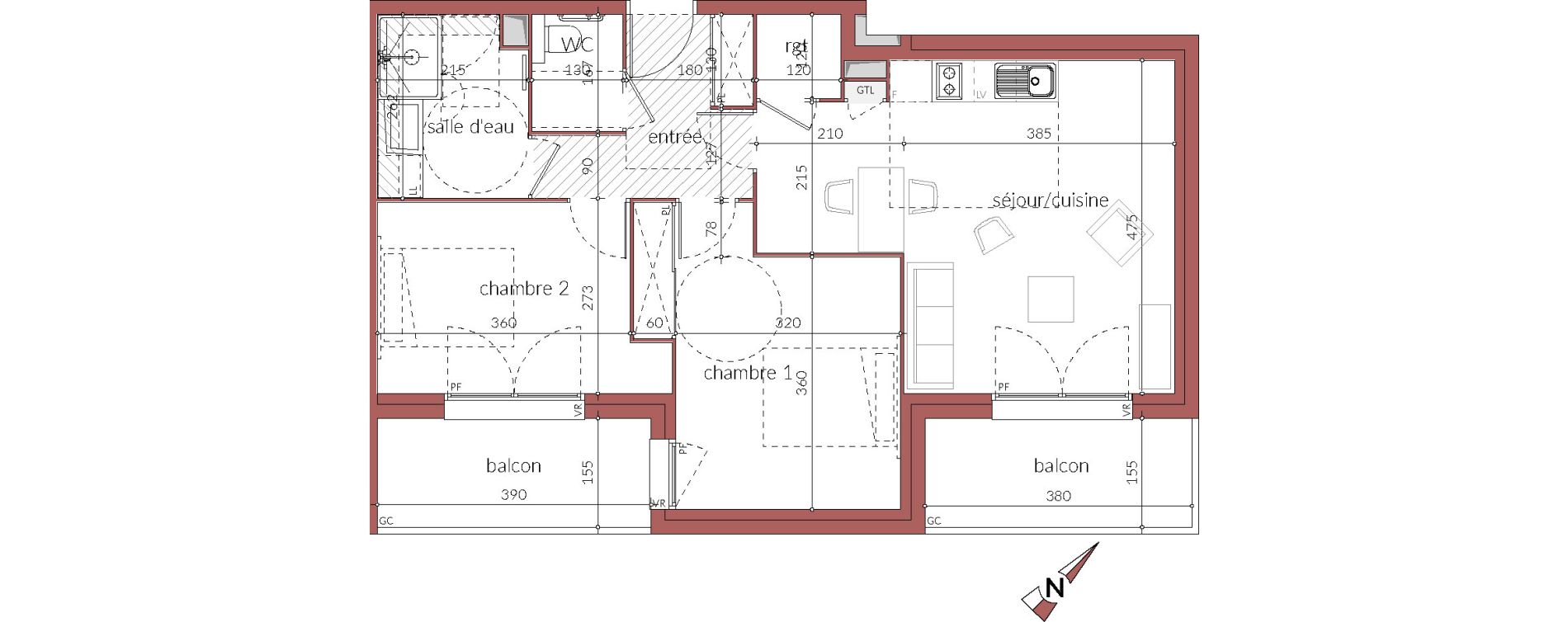 Appartement T3 de 61,66 m2 &agrave; Gaillac Centre