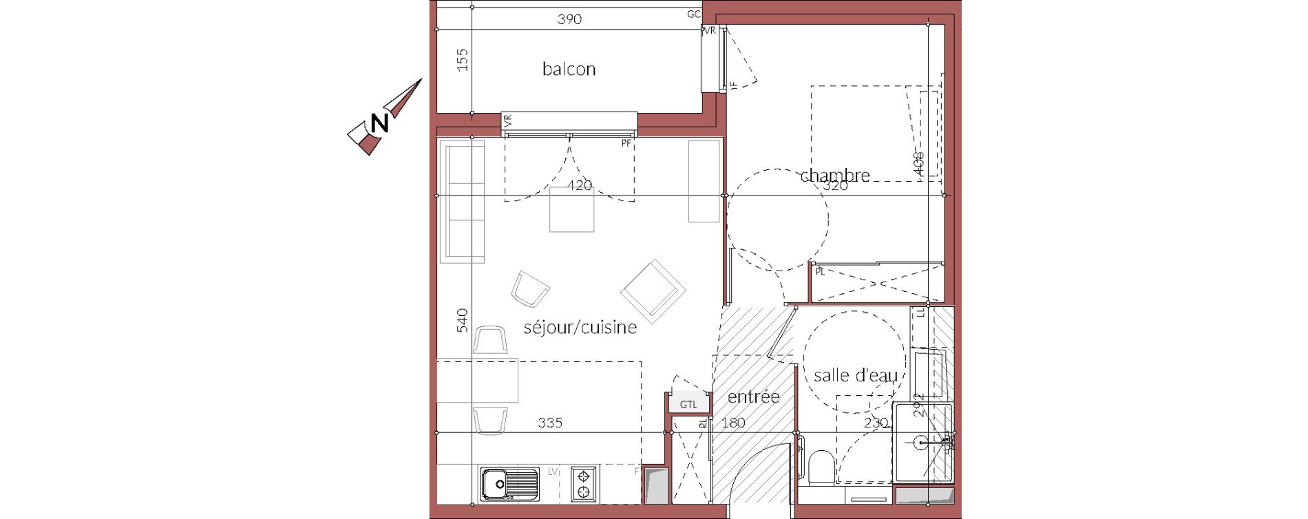 Appartement T2 de 45,24 m2 &agrave; Gaillac Centre