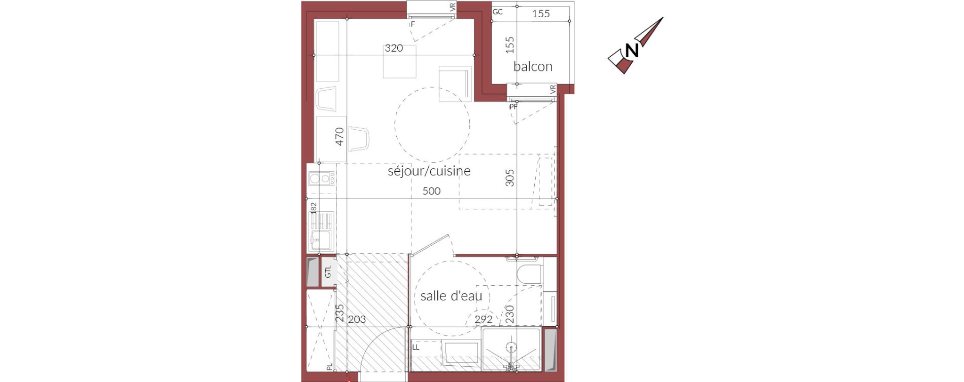 Appartement T1 de 31,49 m2 &agrave; Gaillac Centre