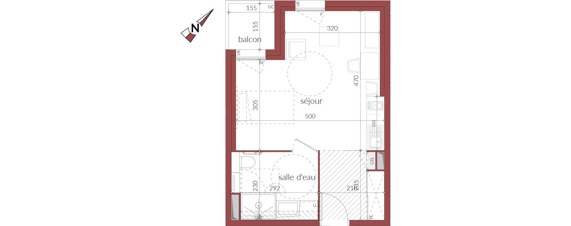 Appartement T1 de 31,49 m2 &agrave; Gaillac Centre