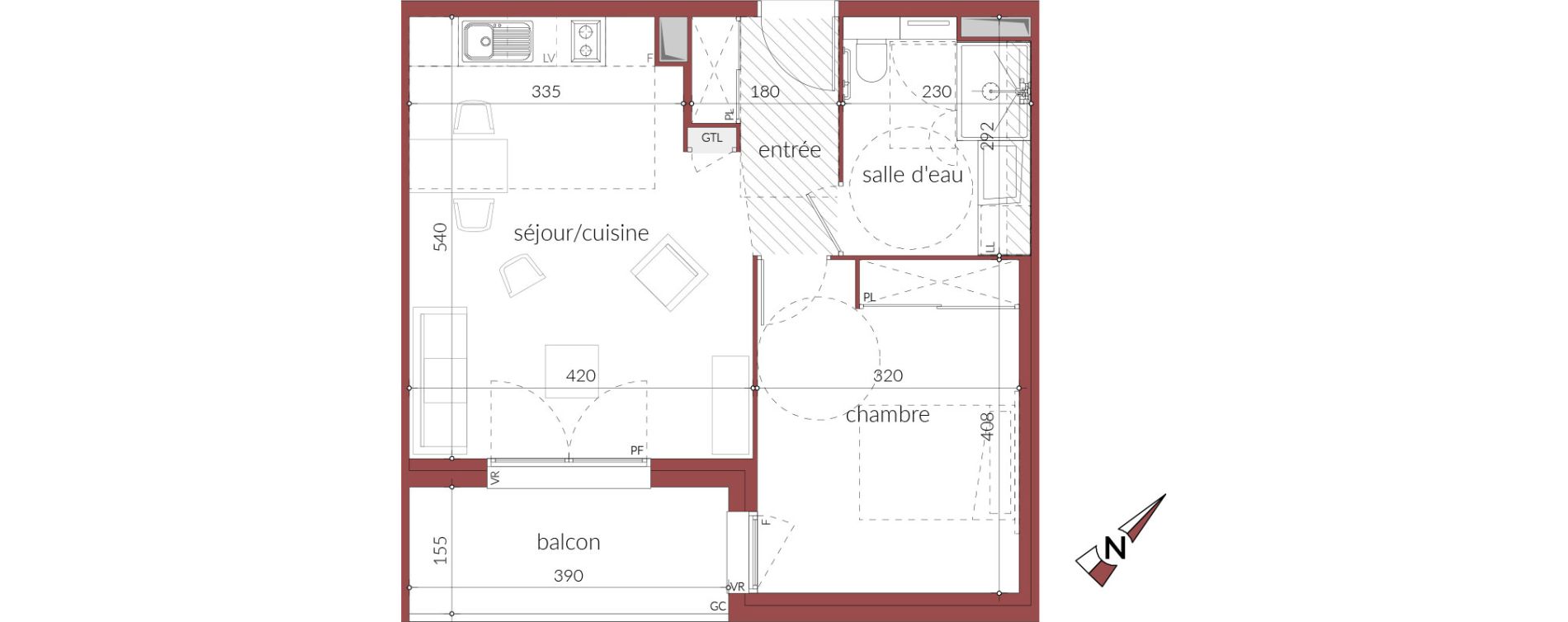 Appartement T2 de 45,24 m2 &agrave; Gaillac Centre