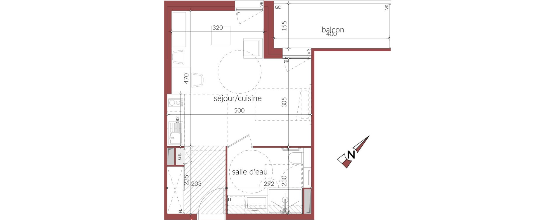 Appartement T1 de 31,13 m2 &agrave; Gaillac Centre