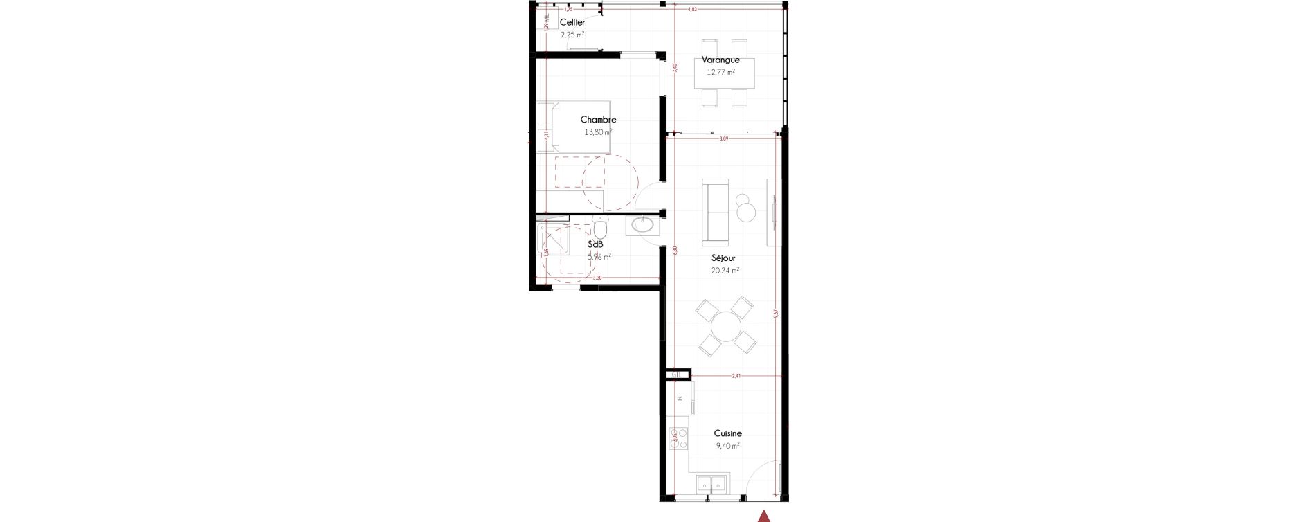 Appartement T2 de 51,65 m2 Cayenne Hibiscus