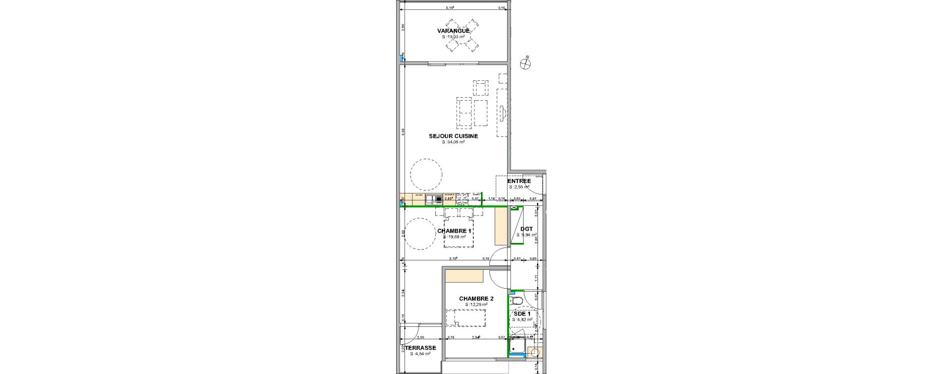 Appartement T3 bis de 79,29 m2 Cayenne Centre