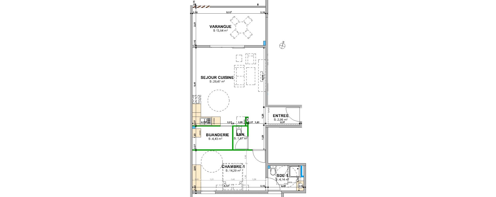 Appartement T2 bis de 56,86 m2 Cayenne Centre