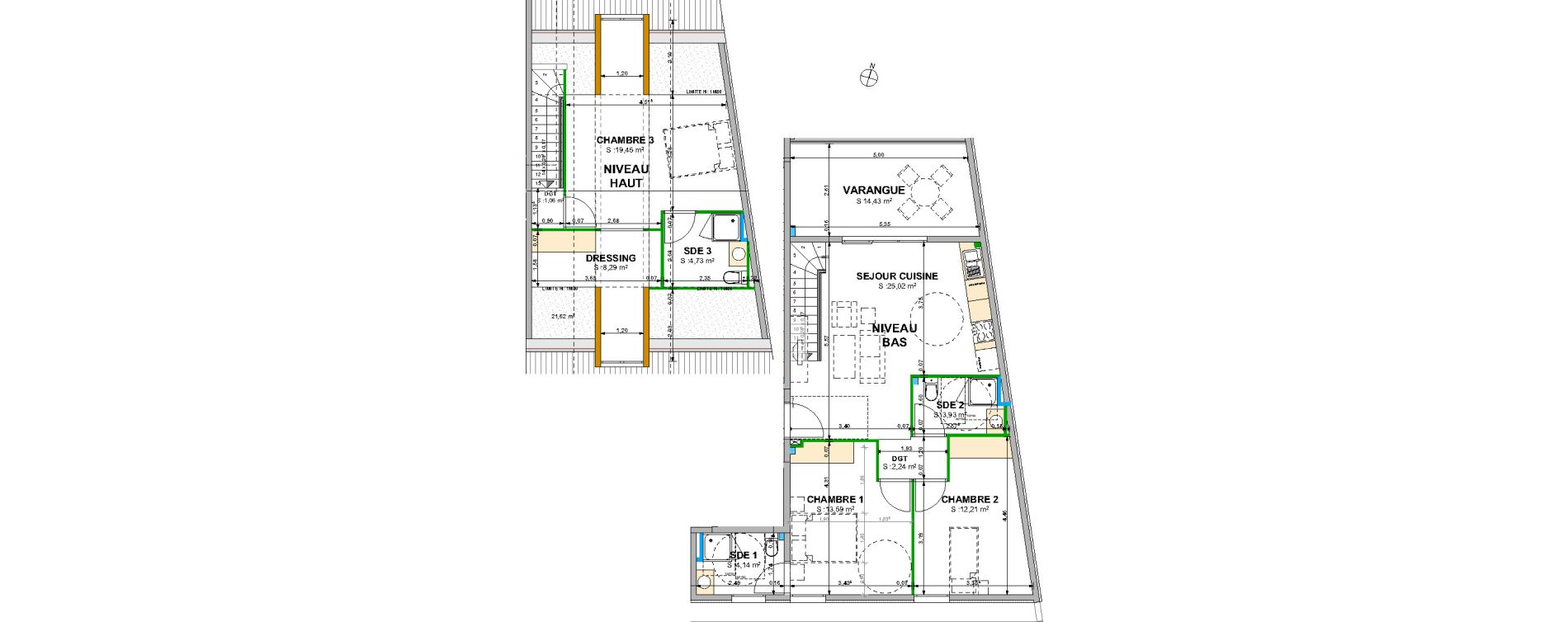 Duplex T4 bis de 94,66 m2 Cayenne Centre