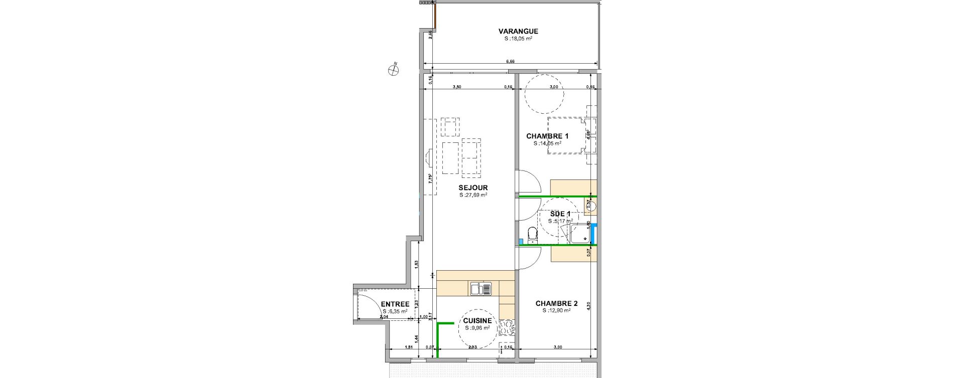 Appartement T3 bis de 76,12 m2 Cayenne Centre