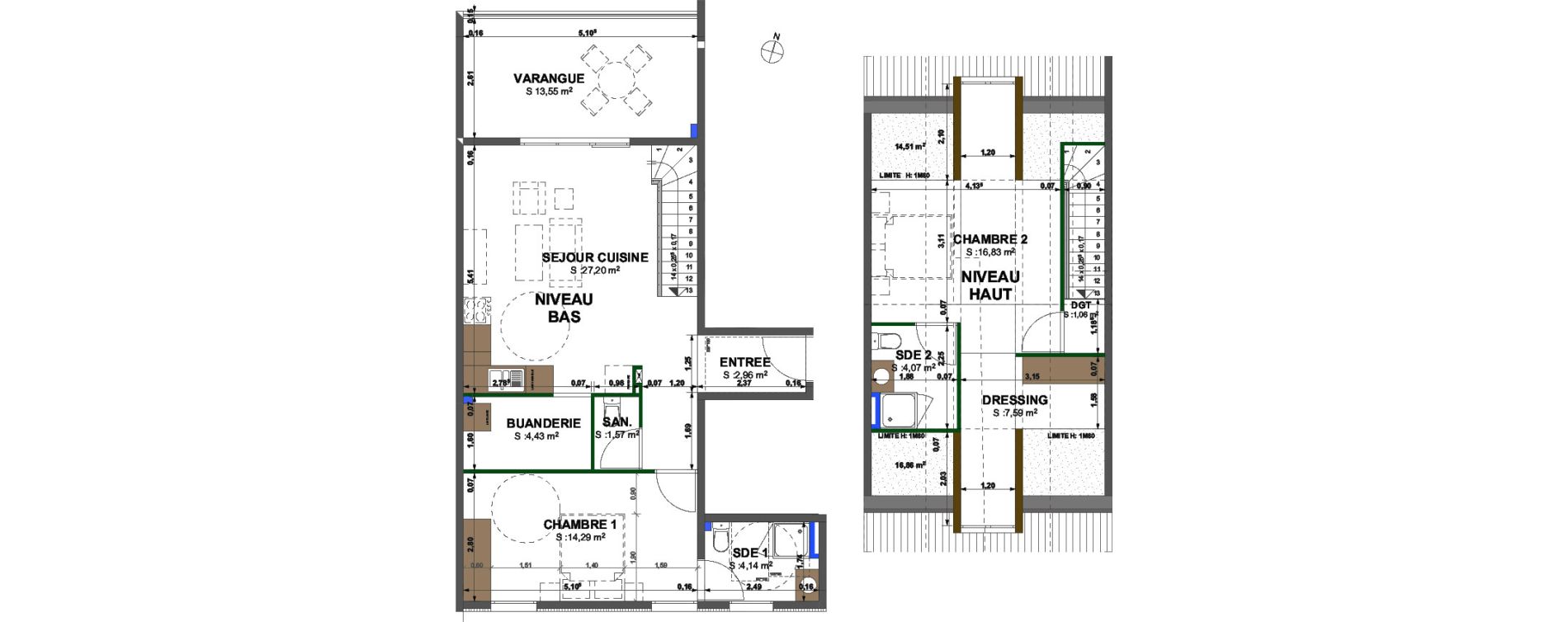 Duplex T3 bis de 84,14 m2 Cayenne Centre